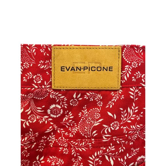 Evan-Picone Red Floral Twill Pants – Size 12 – 100% Cotton – Cropped Length – Vi - Picture 4 of 8